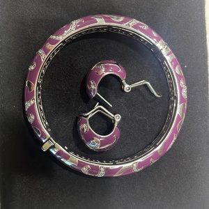 Bella Etoile Bracelet and pierced earring set.  Beautiful purple scroll design